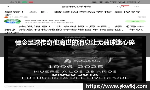 悼念足球传奇他离世的消息让无数球迷心碎